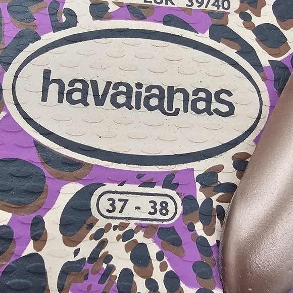 NWT Havaianas Women's Flip Flop Bundle Black Purple Leopard 2 Pairs Size 37-38 - Picture 8 of 12